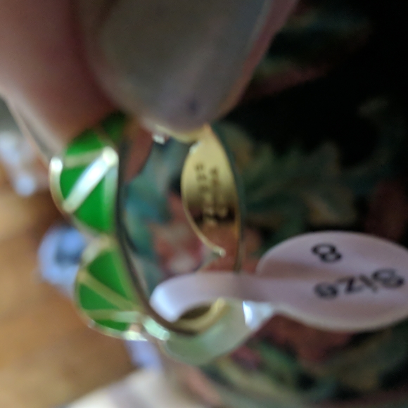 925 Ring size 8 gold plated sterling, enamel Limes - Picture 6 of 6